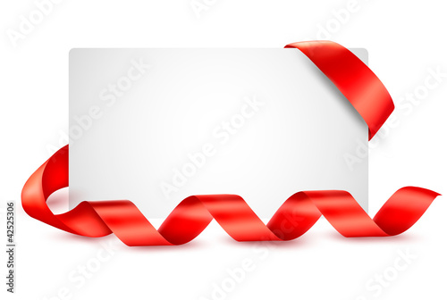 Vetor: Card with red gift ribbons Vector Card with red gift ribbons Vector