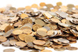 Photo: many silver and golden coins isolated many silver and golden coins isolated