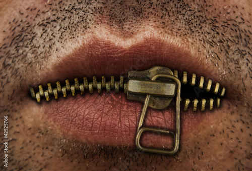Photo: Zipper on mouth Zipper on mouth
