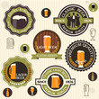 Collection of beer badges and labels in vintage style