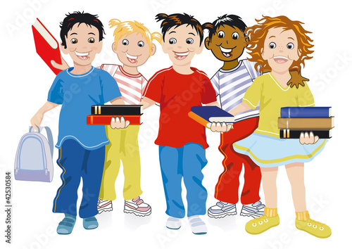 Vector: Kinder mit Bücher Kinder mit Bücher