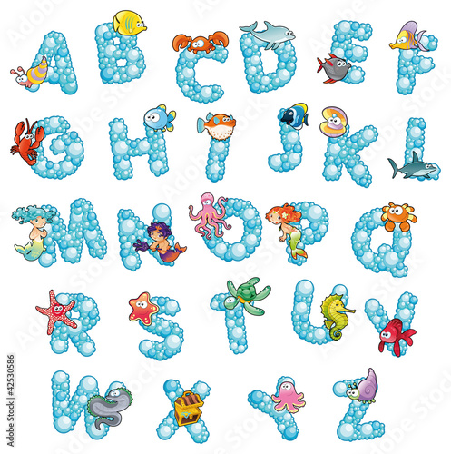 Vector: Alphabet with bubbles. Vector isolated letters. Alphabet with bubbles. Vector isolated letters.