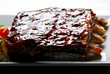 Glazed Pork Ribs with salad and baked potatoes