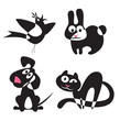 Abstract silhouettes of animals - rabbit, dog, cat, bird