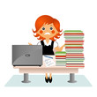Illustration: The woman at office dissolved hands in the parties The woman at office dissolved hands in the parties