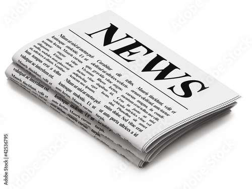 Illustration: Newspaper on white background Newspaper on white background
