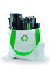 Used laser printer toner in a recycle bag
