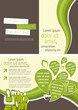 Green template for advertising brochure with business people