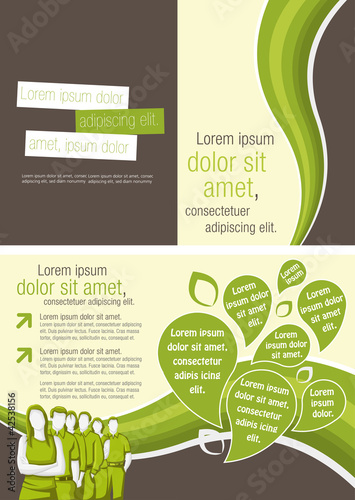 Vector: Green template for advertising brochure with business people Green template for advertising brochure with business people