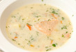 creamy soup with salmon