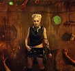 Woman in a bunker with zombie hands around her