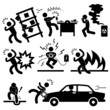 Vector: Car Accident Explosion Electrocuted Fire Danger Risk Car Accident Explosion Electrocuted Fire Danger Risk