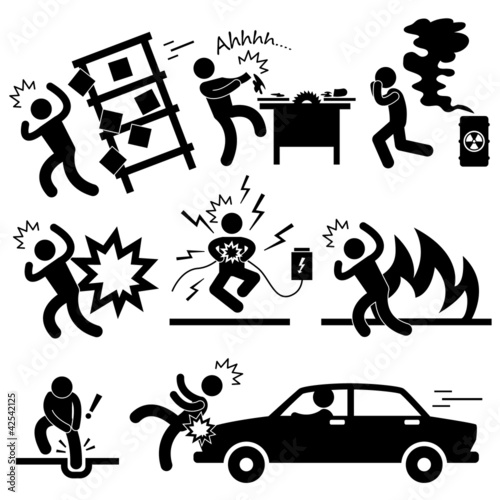 Vector: Car Accident Explosion Electrocuted Fire Danger Risk Car Accident Explosion Electrocuted Fire Danger Risk