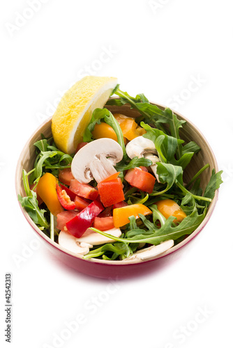 Photo: mixed salad with arugula, mushrom and capsicum mixed salad with arugula, mushrom and capsicum