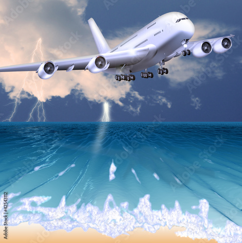 Illustration: Landeanflug bei Gewitter Landeanflug bei Gewitter