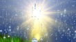 animated backdrop with raindrops and growing grass