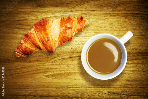 Photo: coffee and croissant coffee and croissant