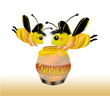 bienen mit Honigtopf
