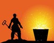 black silhouette of a steelworker