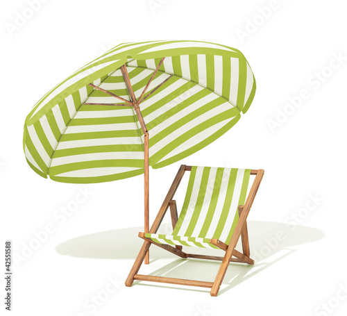 Illustration: Sunbed and sun umbrella Sunbed and sun umbrella