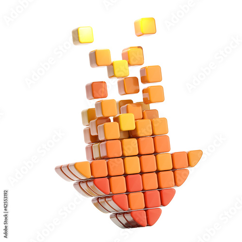 Illustration: Arrow icon made of cubes isolated Arrow icon made of cubes isolated