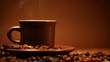 Cup of coffee on black background