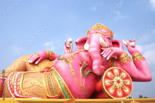 Photo: Big pink Ganesha in relaxed pose, From temple in Thailand Big pink Ganesha in relaxed pose, From temple in Thailand
