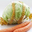 carrots, cabbage and measuring tape