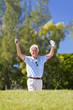 Happy Senior Man Celebrating Playing Golf