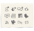 social network sign and icons on blackboard