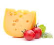 Cheese and basil leaves still life