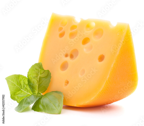 Photo: Cheese and basil leaves Cheese and basil leaves