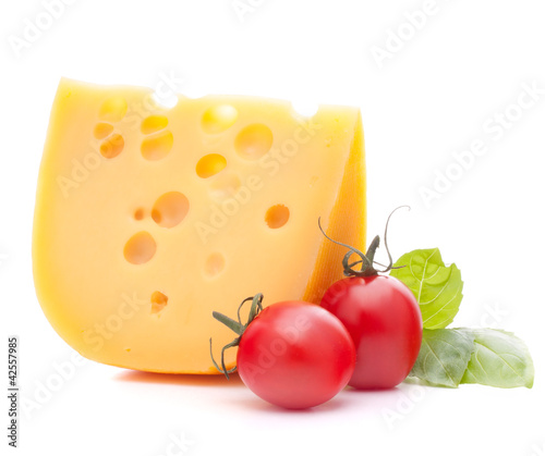 Photo: Cheese and basil leaves still life Cheese and basil leaves still life
