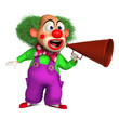 clown and loudhailer