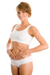 Young woman touching her belly