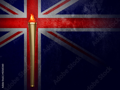 Illustration: torch and flag torch and flag