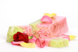 Handmade rose Soap closeup.Spa products