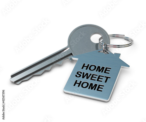 Illustration: key and keyring, home sweet home concept key and keyring, home sweet home concept