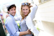 Young couple on a date in town