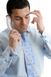 Photo: Troubled or depressed businessman making call Troubled or depressed businessman making call