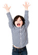 Excited boy with arms up