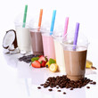 Milchshake Kokos, Schoko, Erdbeere, Banane und Kaffee