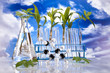 Laboratory  on blue sky background 