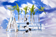 Laboratory  on blue sky background 