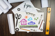 Photo: Tools and papers on the table Tools and papers on the table
