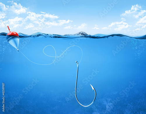 Illustration: fishing hook underwater fishing hook underwater