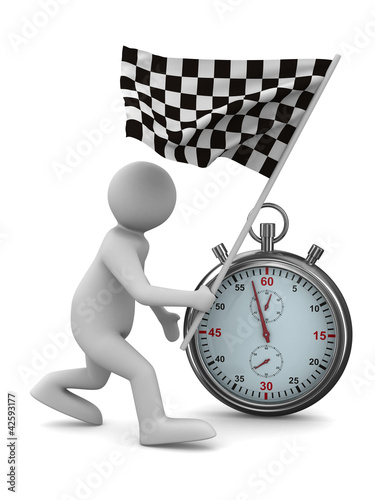 Illustration: man with flag on white background. Isolated 3D image man with flag on white background. Isolated 3D image