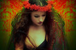 fantasy woman with wreath of flowers