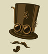 Vector: Steampunk top hat with goatee and mustache Steampunk top hat with goatee and mustache
