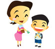 Vector: mother and son mother and son